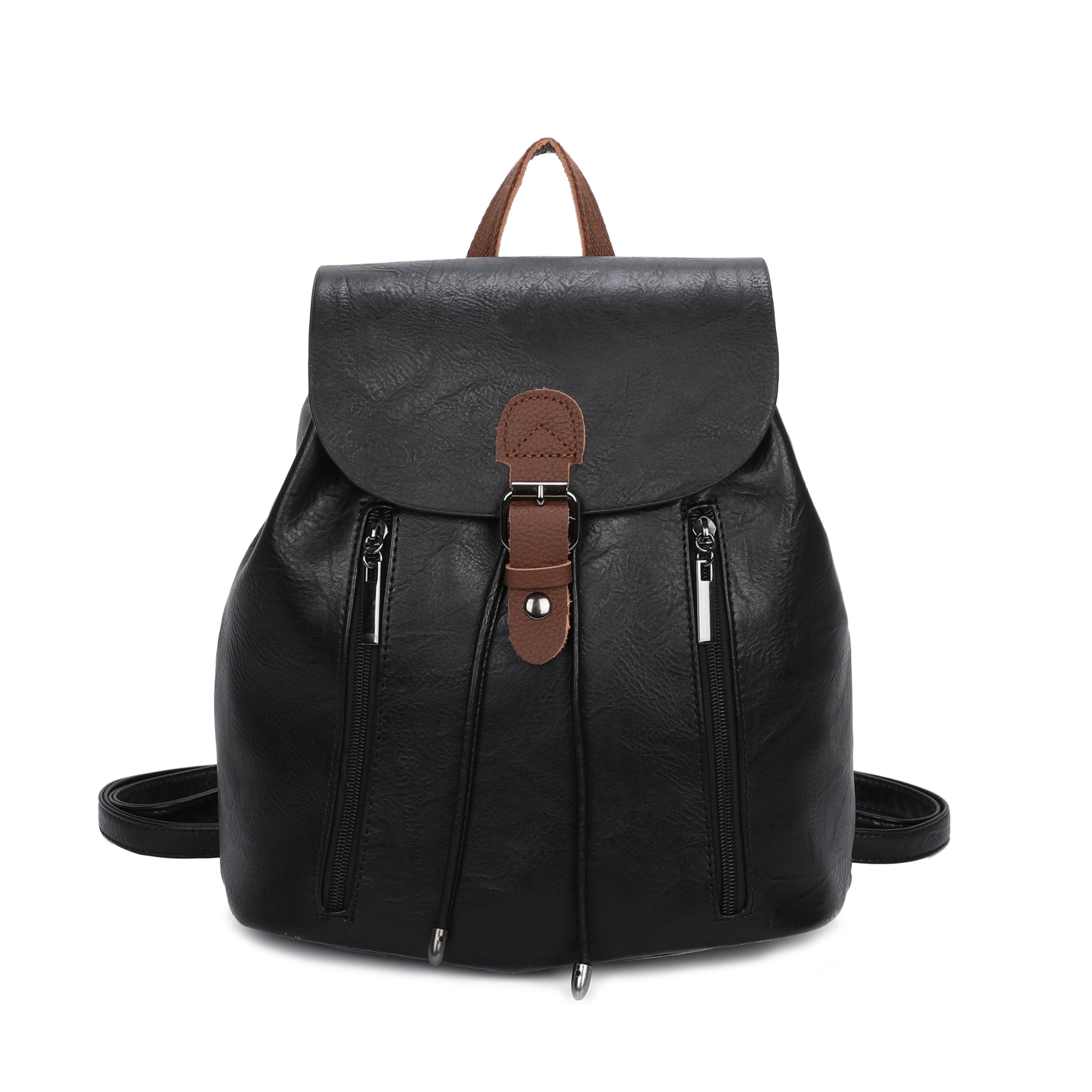 Women's Leather Backpack Rucksack Buckle décor Shoulder Grab Handle Bag