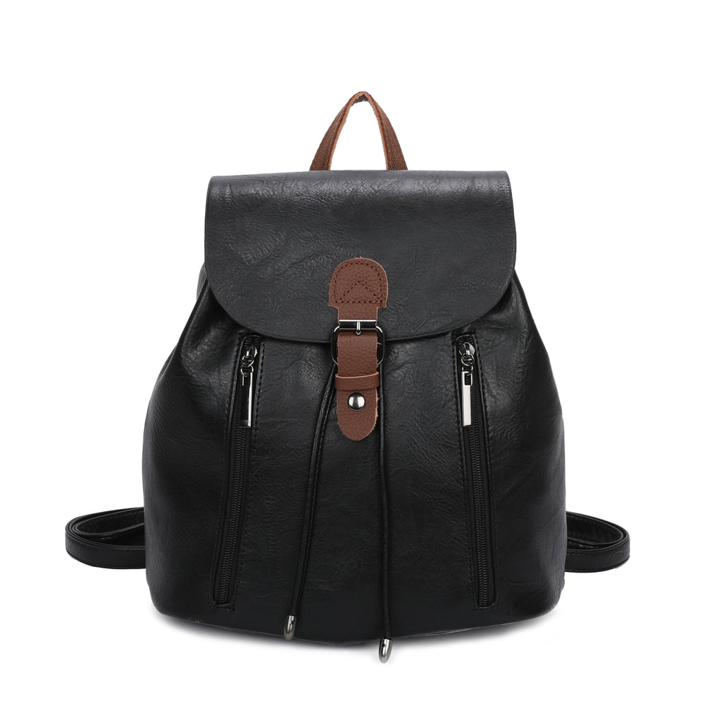 Women's Leather Backpack Rucksack Buckle décor Shoulder Grab Handle Bag