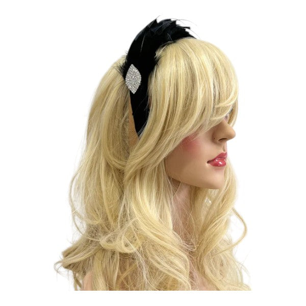 Women's Feather Alice band Fascinator Pearl Headband Wedding Party Royal Ascot Race Prom