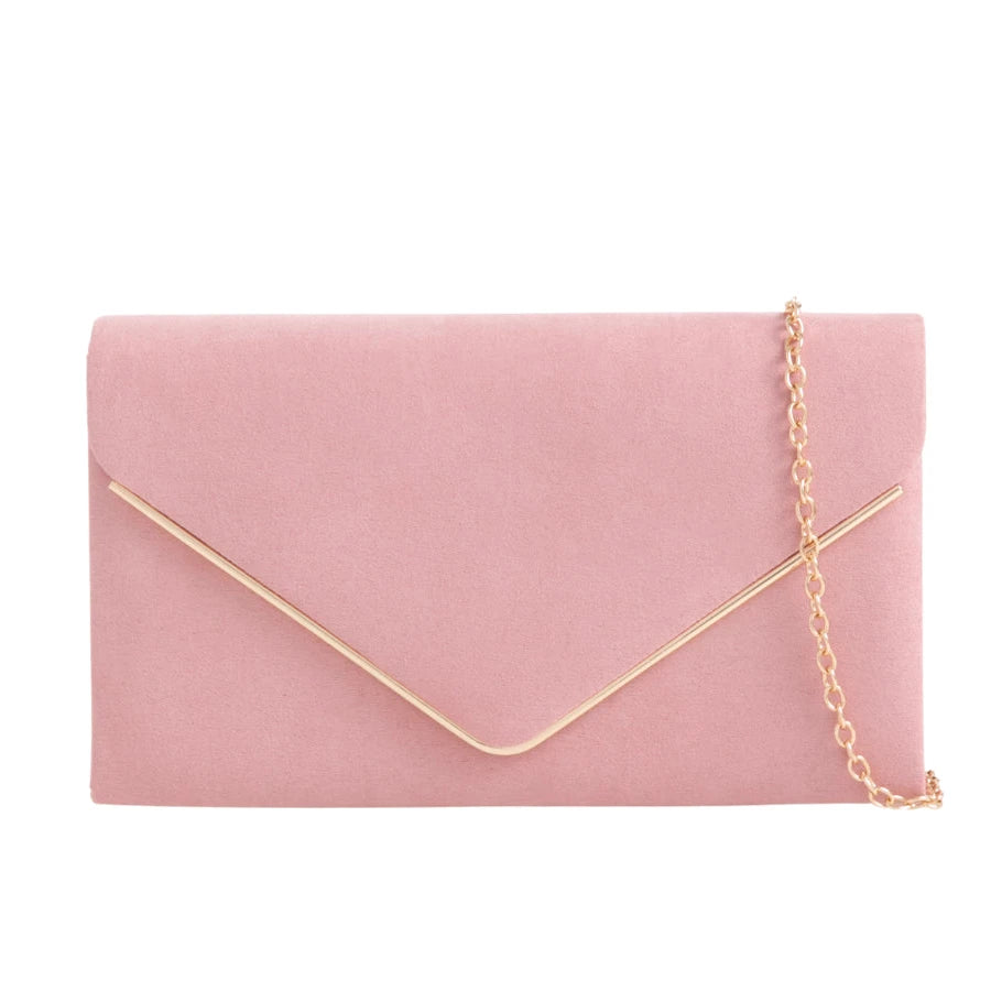Suede Envelope Fashion Clutch Bag For Women - 31 Colours