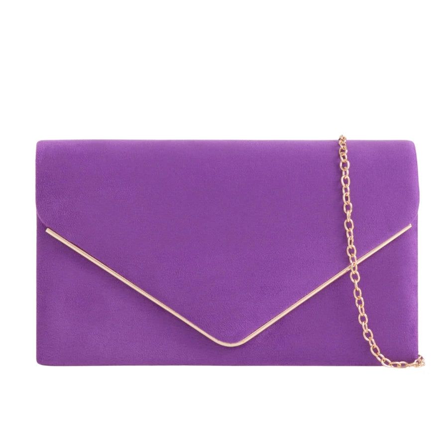 Suede Envelope Fashion Clutch Bag For Women - 31 Colours