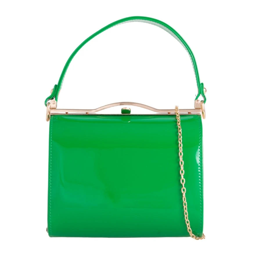 Patent Vintage Box Handbag Clutch Bag Top Handle Evening Bag For Women