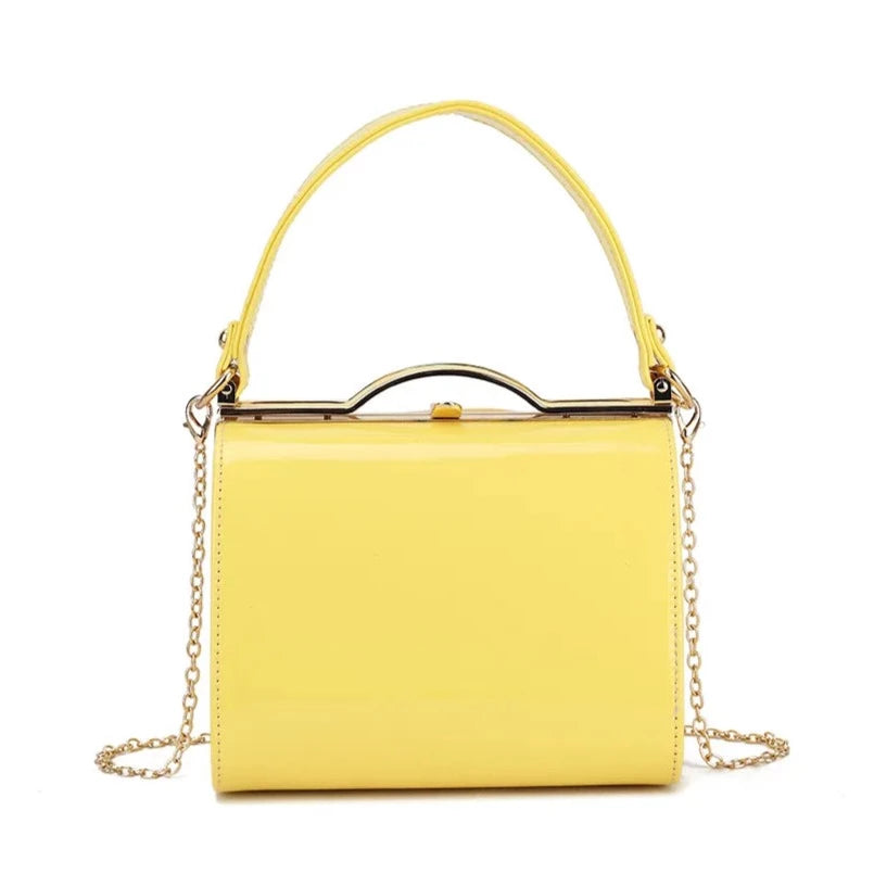 Patent Vintage Box Handbag Clutch Bag Top Handle Evening Bag For Women