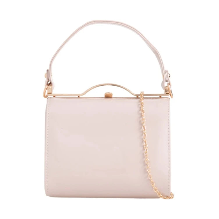 Patent Vintage Box Handbag Clutch Bag Top Handle Evening Bag For Women