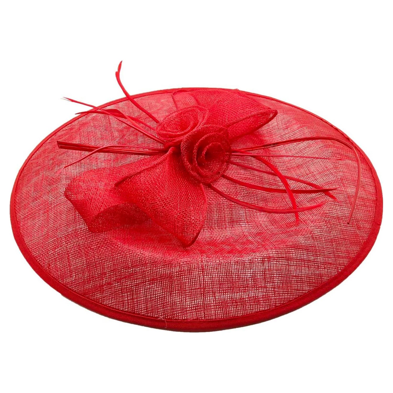 Large Sinamay Hatinator with Flowers & Popping Feather Headband Clip Wedding Royal Ascot Race