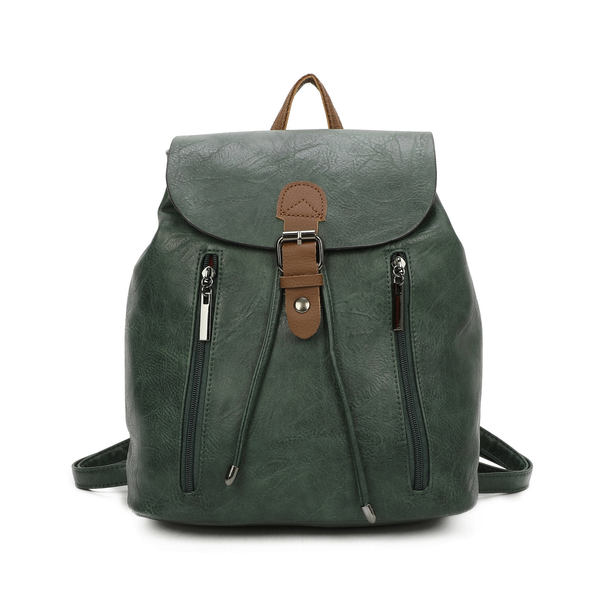 Women's Leather Backpack Rucksack Buckle décor Shoulder Grab Handle Bag