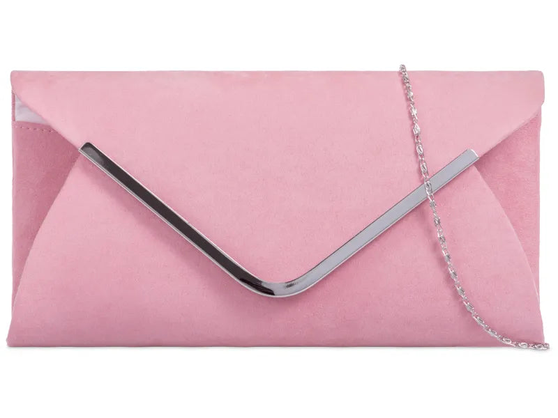 Suede Leather Envelope Clutch Bag Smart Evening Prom Party Handbag For Women