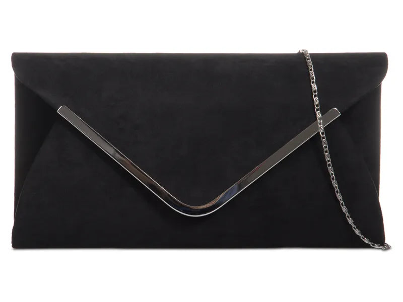 Suede Leather Envelope Clutch Bag Smart Evening Prom Party Handbag For Women