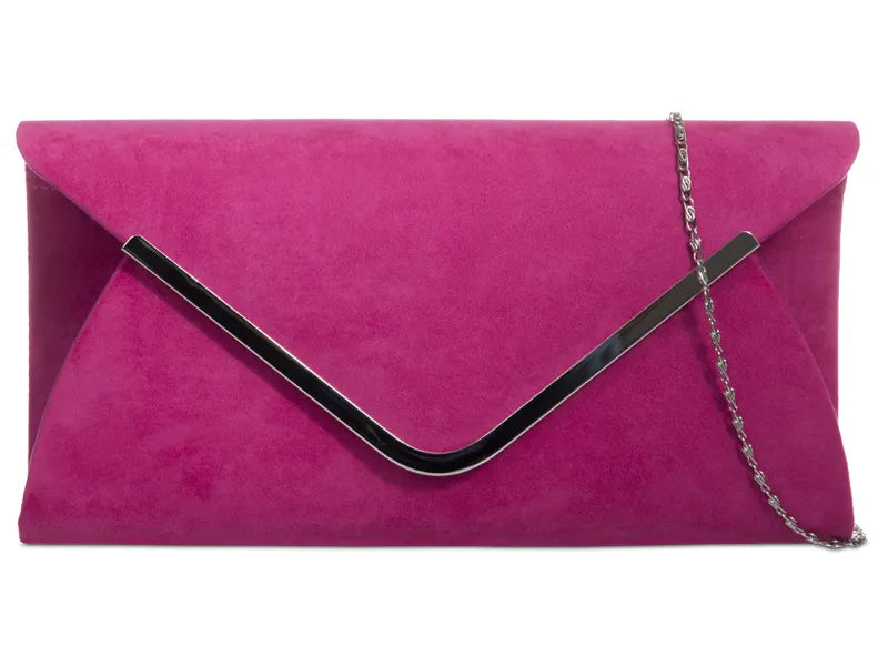 Suede Leather Envelope Clutch Bag Smart Evening Prom Party Handbag For Women