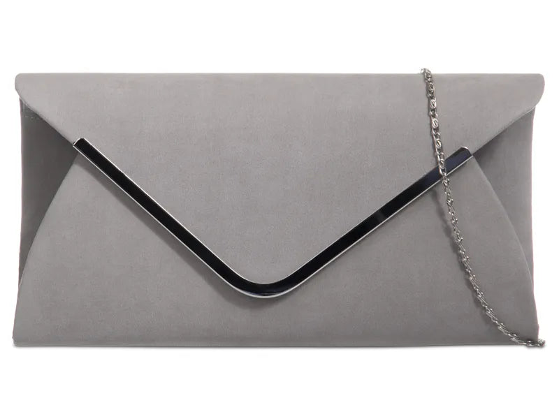 Suede Leather Envelope Clutch Bag Smart Evening Prom Party Handbag For Women