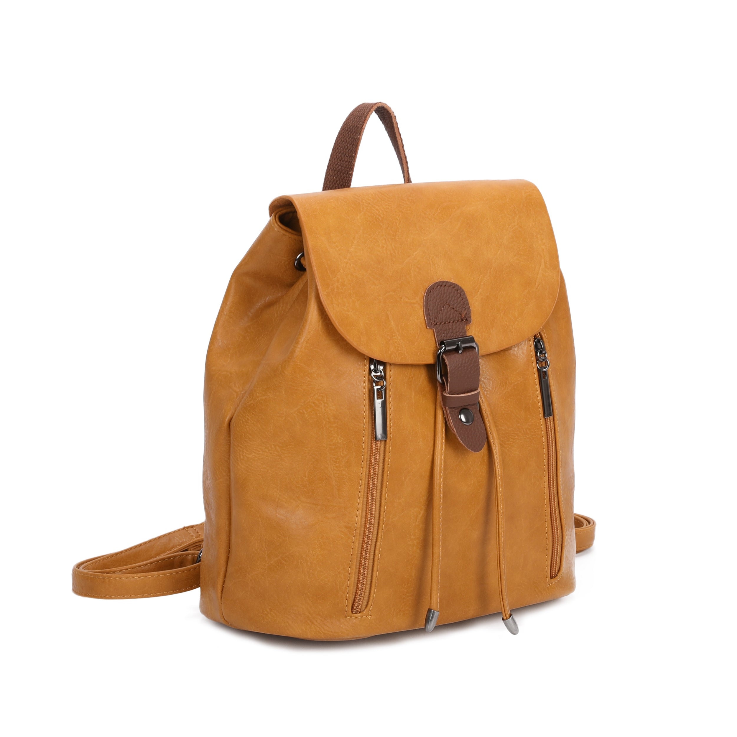 Women's Leather Backpack Rucksack Buckle décor Shoulder Grab Handle Bag