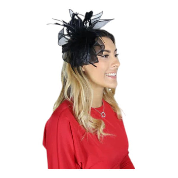 Flower Feather Fascinator Headband & Hair Clip Wedding Party Ladies Day Races Royal Ascot