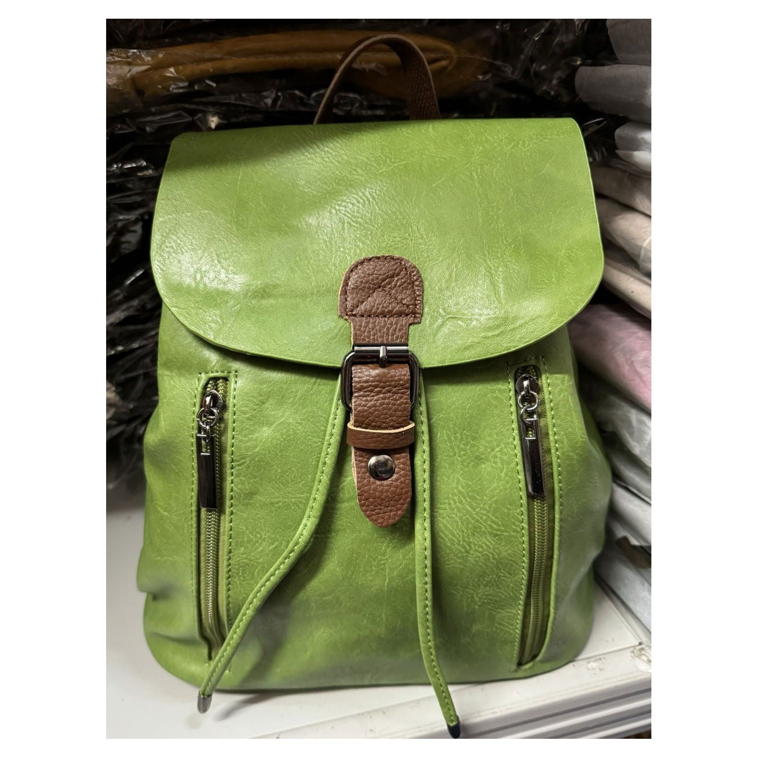 Women's Leather Backpack Rucksack Buckle décor Shoulder Grab Handle Bag