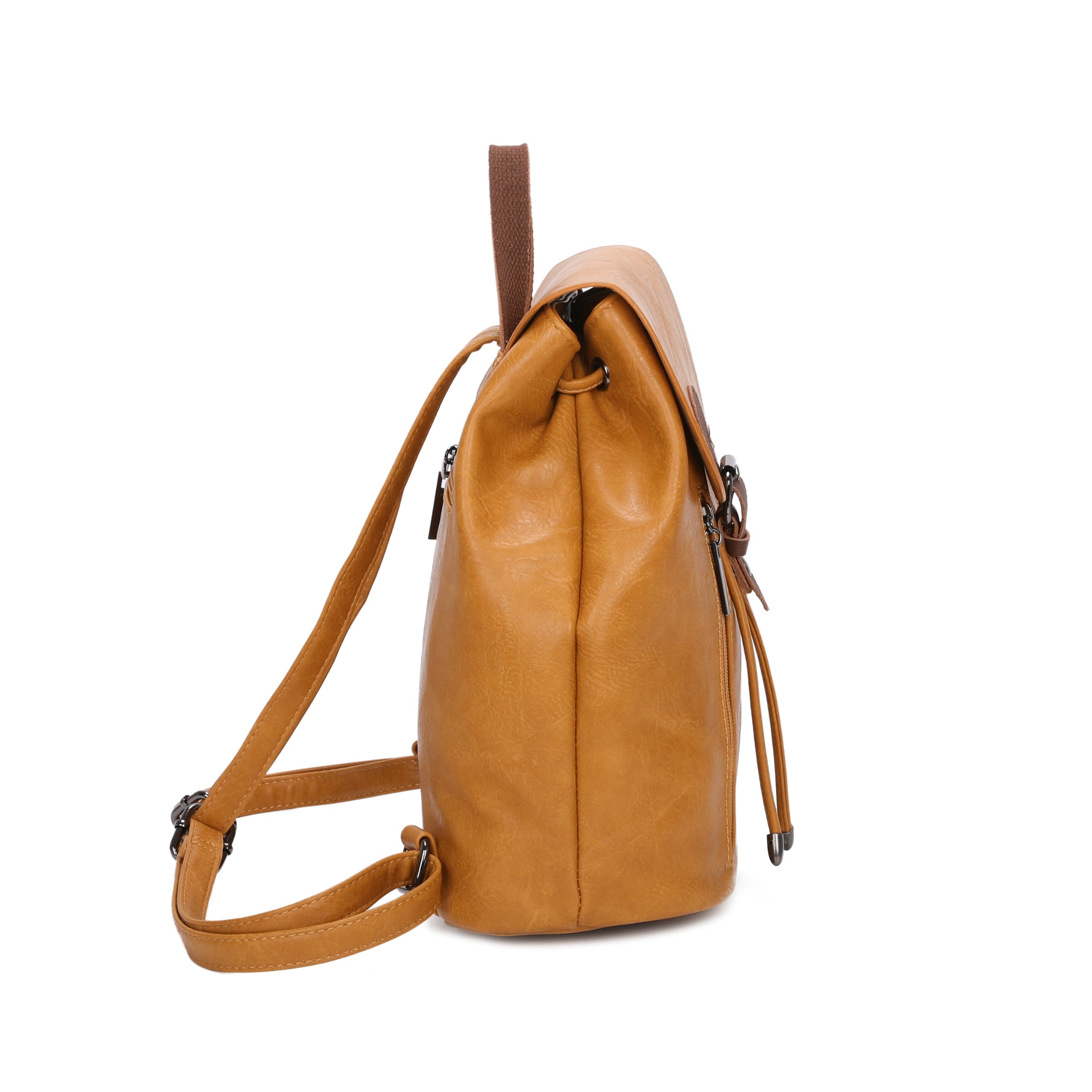 Women's Leather Backpack Rucksack Buckle décor Shoulder Grab Handle Bag