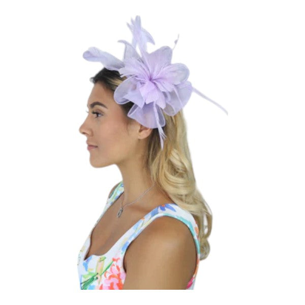 Flower Feather Fascinator Headband & Hair Clip Wedding Party Ladies Day Races Royal Ascot