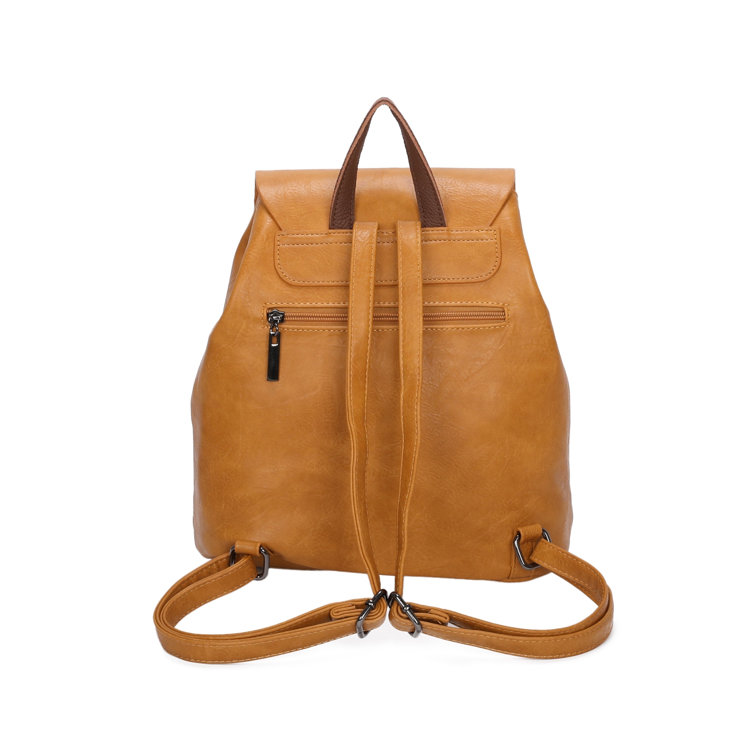 Women's Leather Backpack Rucksack Buckle décor Shoulder Grab Handle Bag