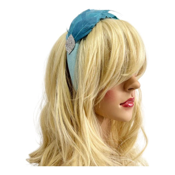 Women's Feather Alice band Fascinator Pearl Headband Wedding Party Royal Ascot Race Prom