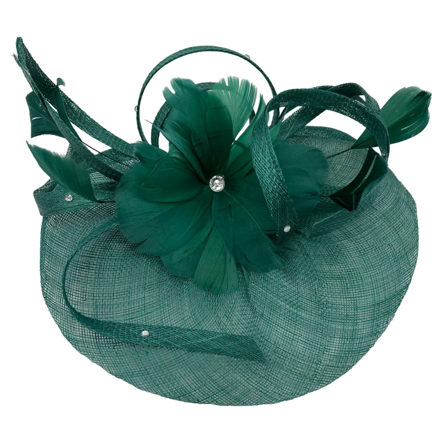 Large Fascinator with Sinamay Disc & Curled Feather