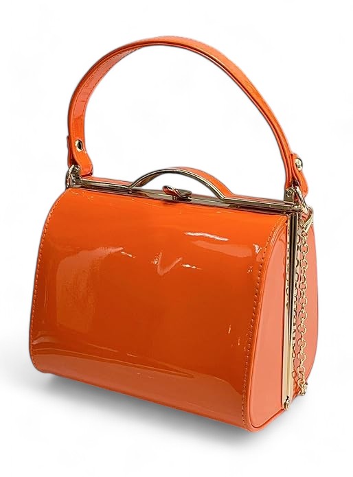 Patent Vintage Box Handbag Clutch Bag Top Handle Evening Bag For Women