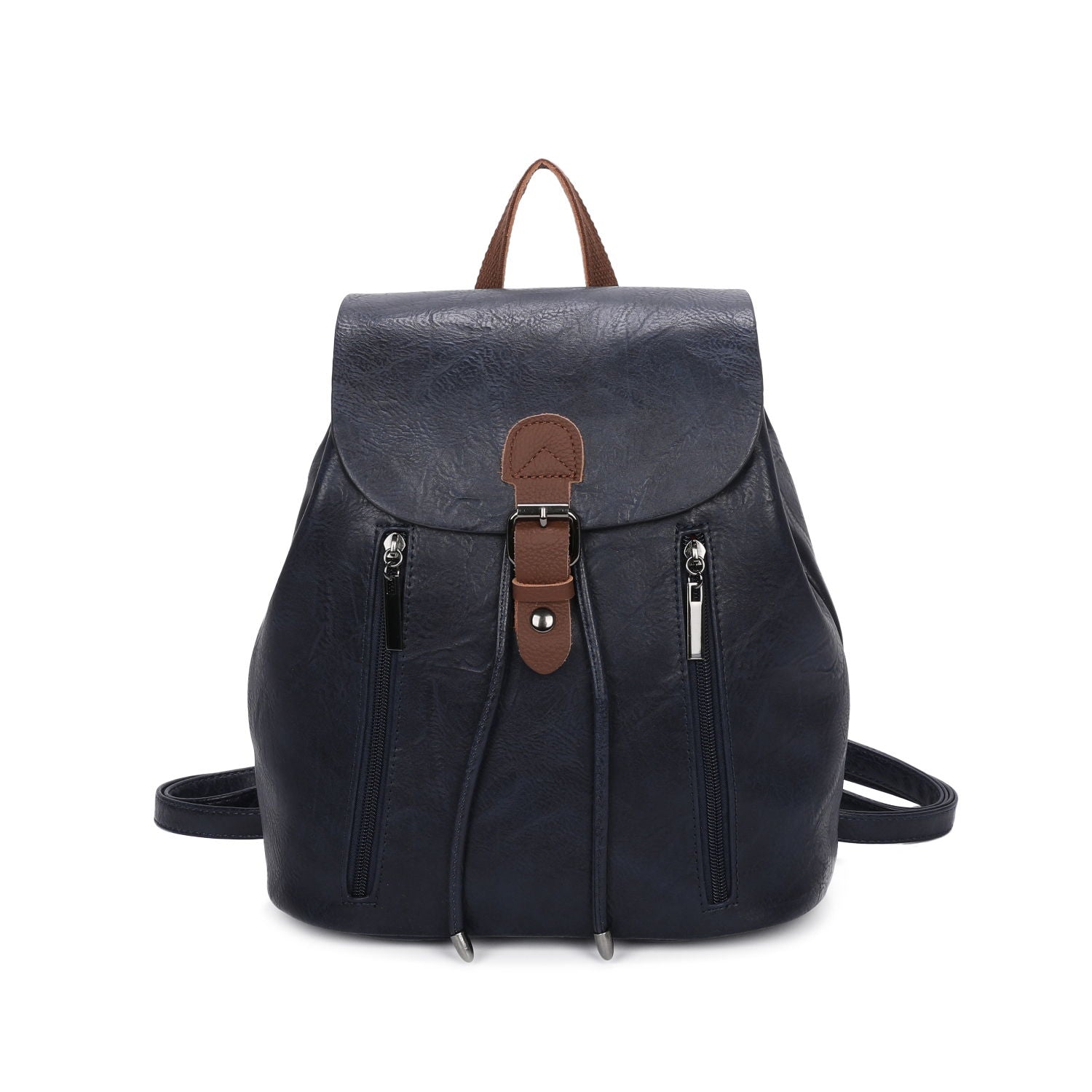 Women's Leather Backpack Rucksack Buckle décor Shoulder Grab Handle Bag