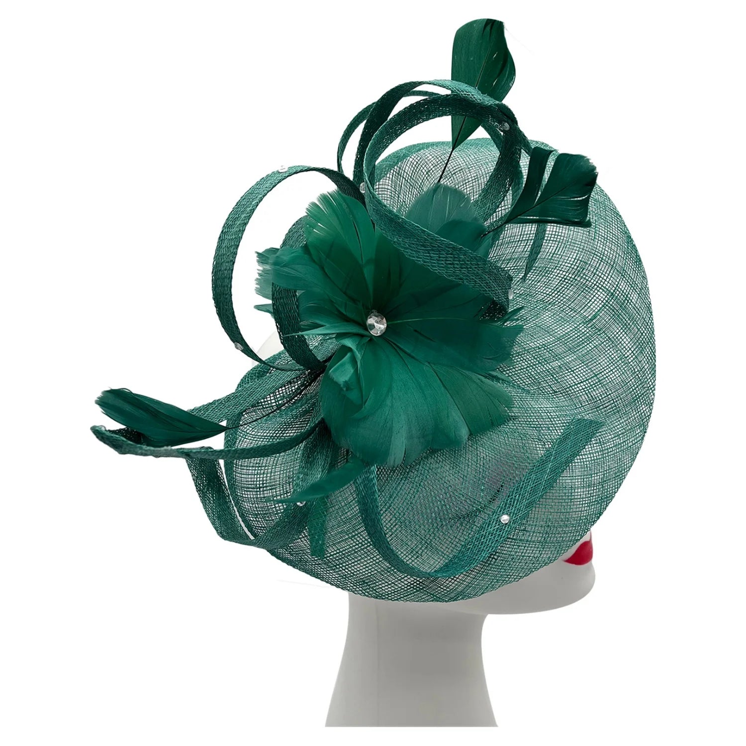 Large Fascinator with Sinamay Disc & Curled Feather