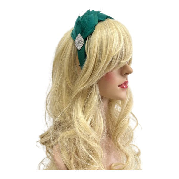 Women's Feather Alice band Fascinator Pearl Headband Wedding Party Royal Ascot Race Prom