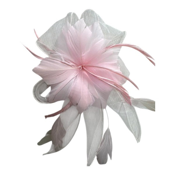 Flower Feather Fascinator Headband & Hair Clip Wedding Party Ladies Day Races Royal Ascot