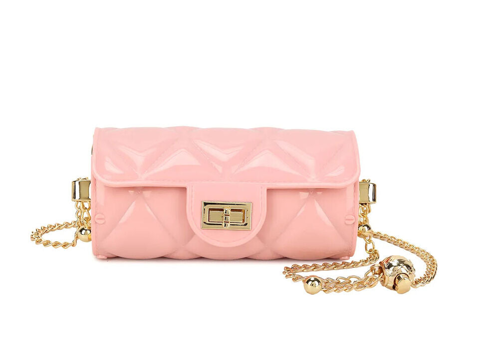 Women's Quilted Embossed Jelly Cross body Bag Evening Party Shoulder Handbag