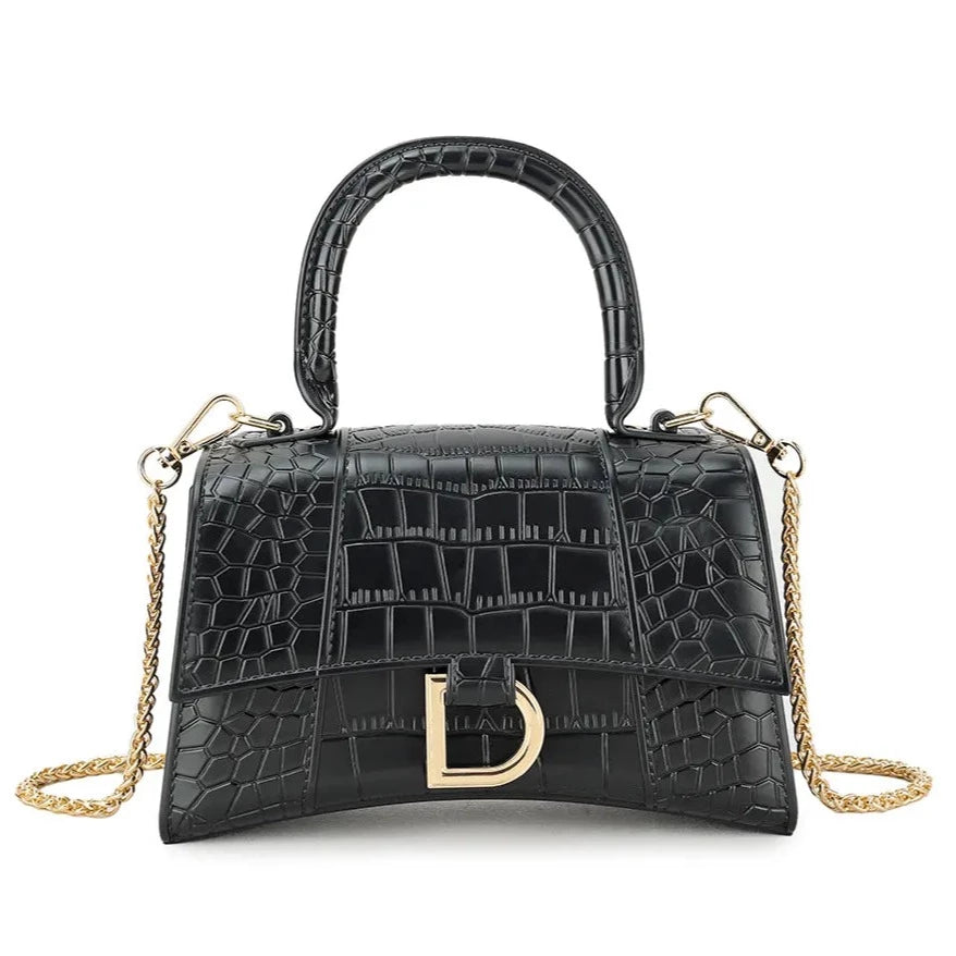 Croc Faux leather Handled Shoulder Clutch Bag