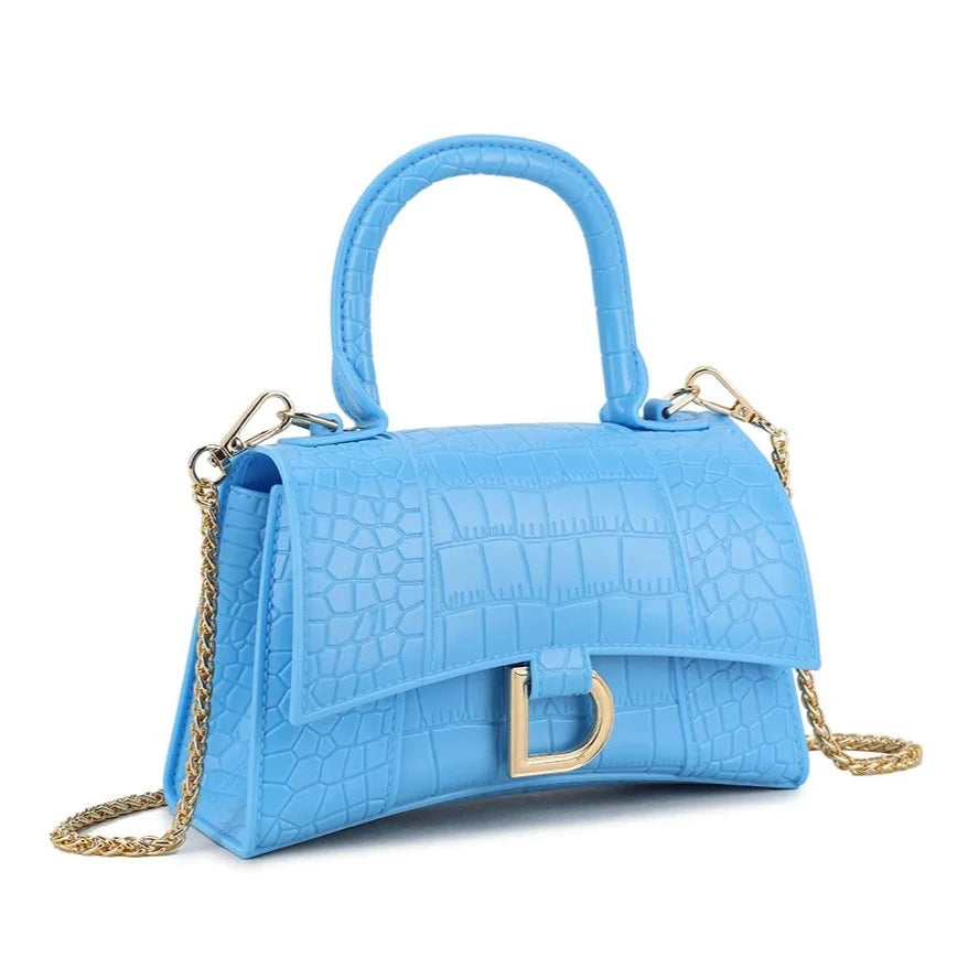 Croc Grab Handled Clutch Bag Women's Top Handle Handbag Ladies Shoulder Mock Croc Faux Leather Clutch Bag