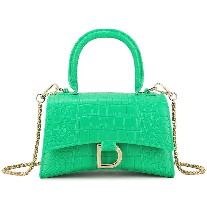 Croc Grab Handled Clutch Bag Women's Top Handle Handbag Ladies Shoulder Mock Croc Faux Leather Clutch Bag