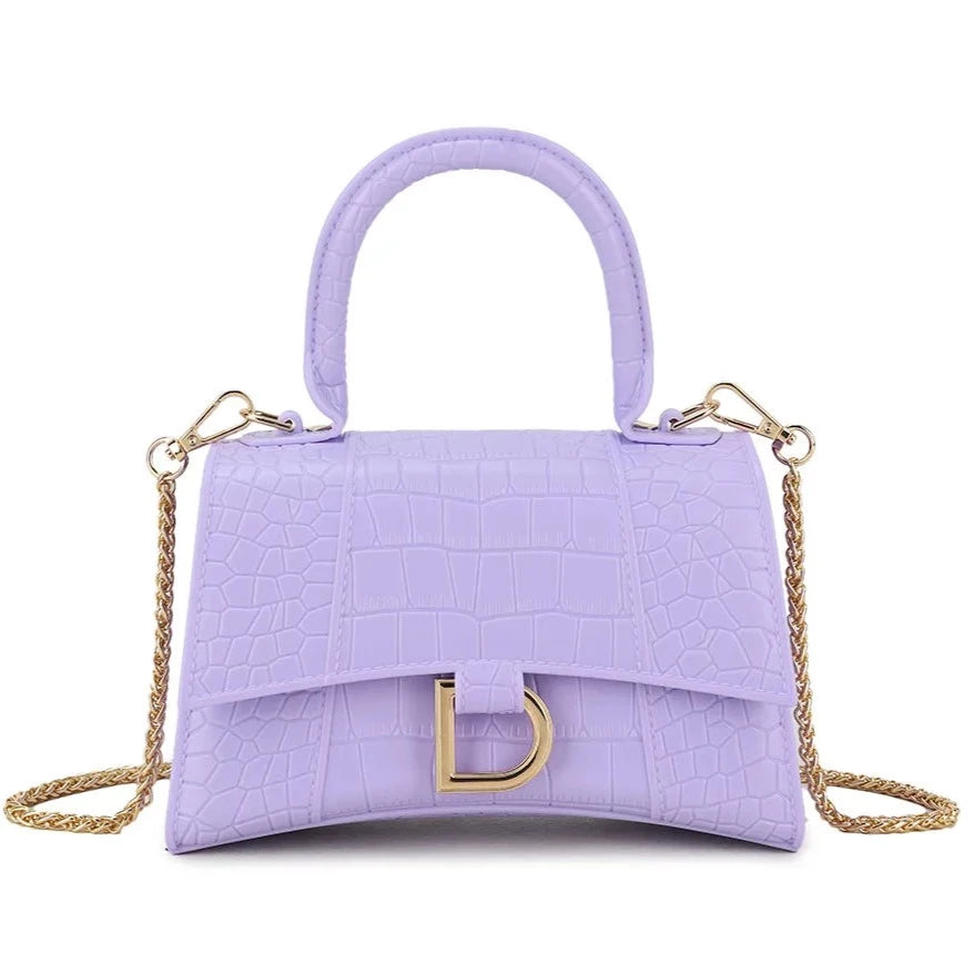 Croc Grab Handled Clutch Bag Women's Top Handle Handbag Ladies Shoulder Mock Croc Faux Leather Clutch Bag