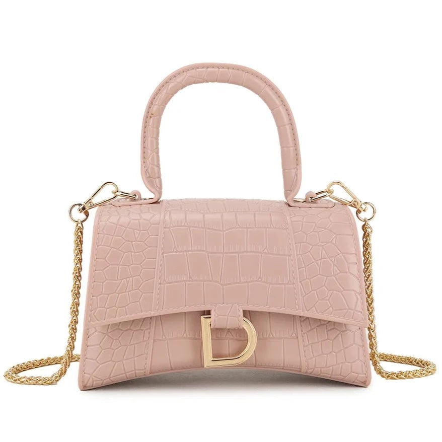 Croc Grab Handled Clutch Bag Women's Top Handle Handbag Ladies Shoulder Mock Croc Faux Leather Clutch Bag