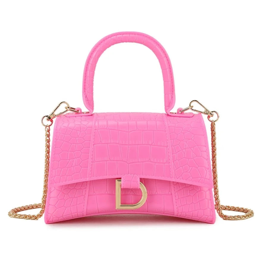 Croc Grab Handled Clutch Bag Women's Top Handle Handbag Ladies Shoulder Mock Croc Faux Leather Clutch Bag