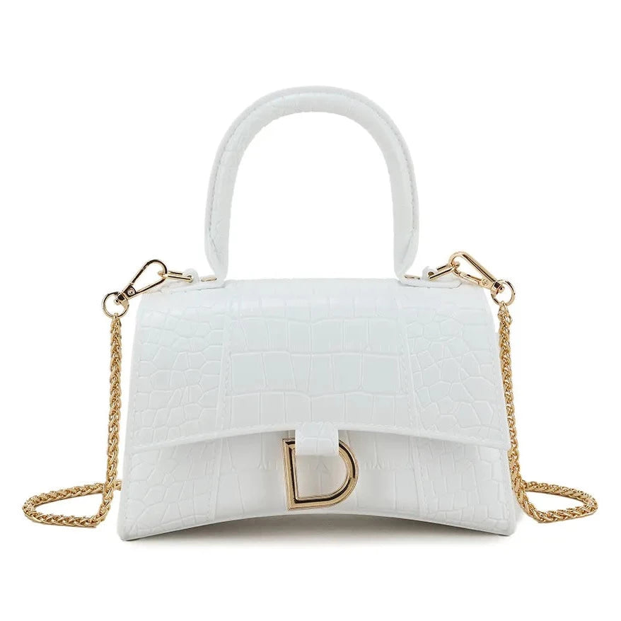 Croc Grab Handled Clutch Bag Women's Top Handle Handbag Ladies Shoulder Mock Croc Faux Leather Clutch Bag