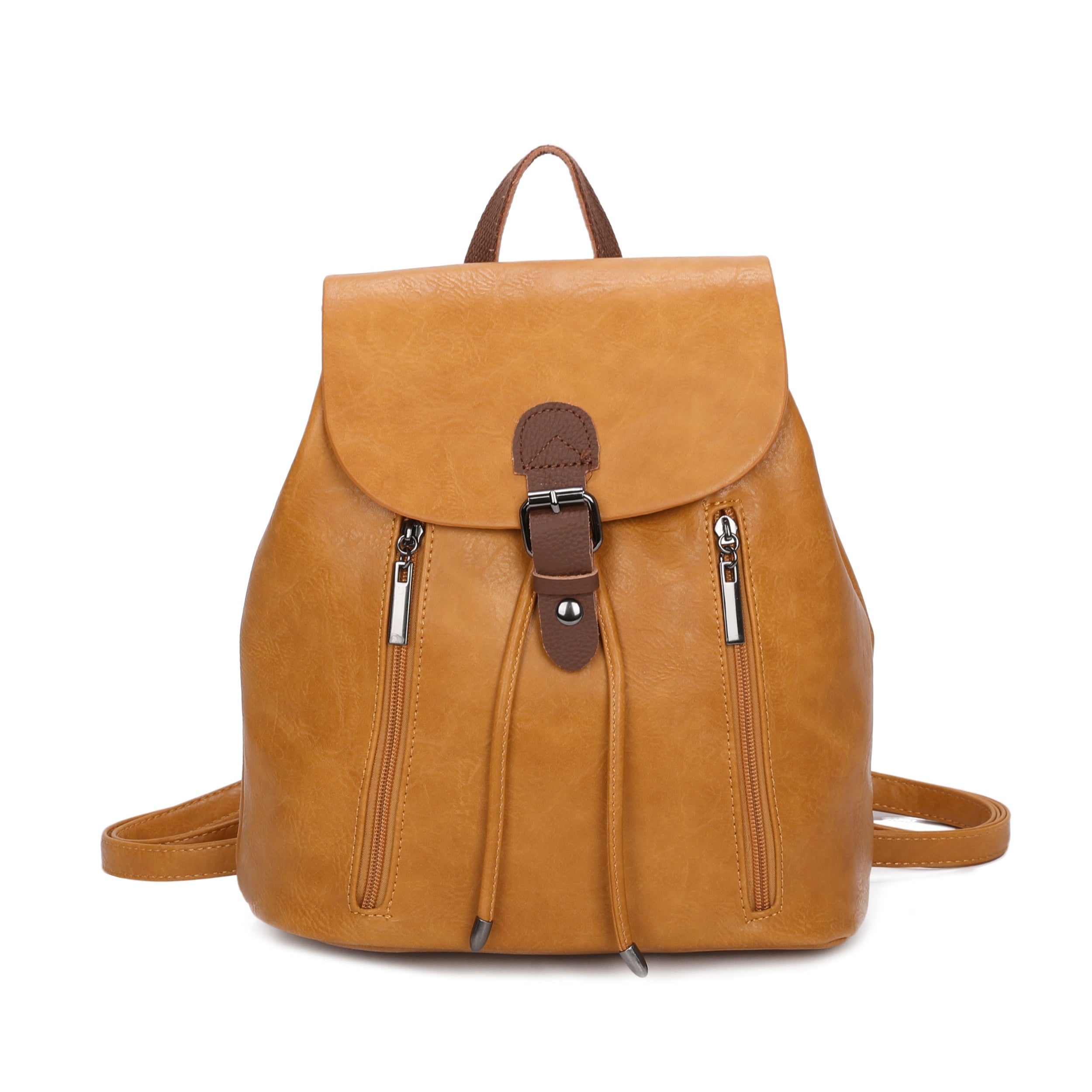 Women's Leather Backpack Rucksack Buckle décor Shoulder Grab Handle Bag
