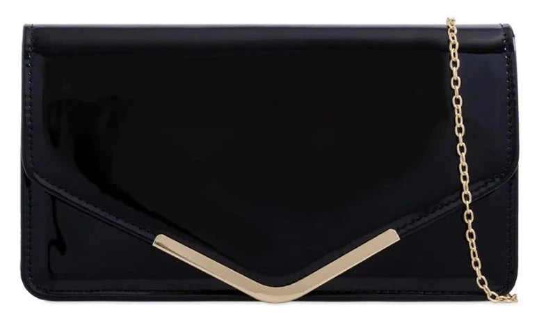 Women's Glossy Patent Leather Envelope Clutch Bag Evening Wedding Party Handbag