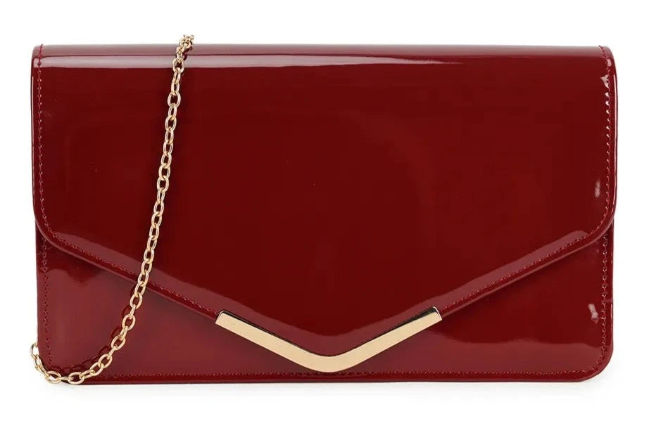 Women's Glossy Patent Leather Envelope Clutch Bag Evening Wedding Party Handbag