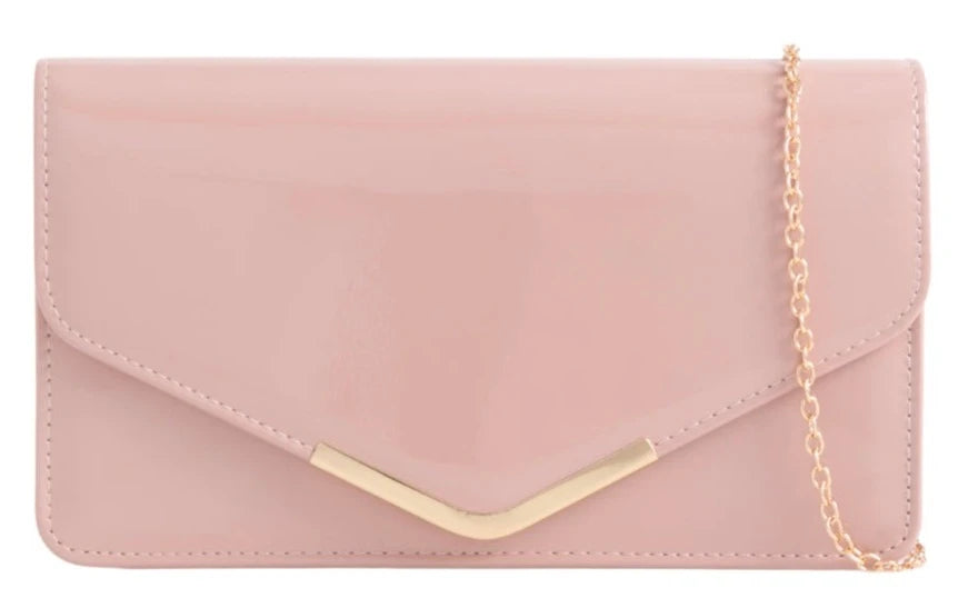 Women's Glossy Patent Leather Envelope Clutch Bag Evening Wedding Party Handbag
