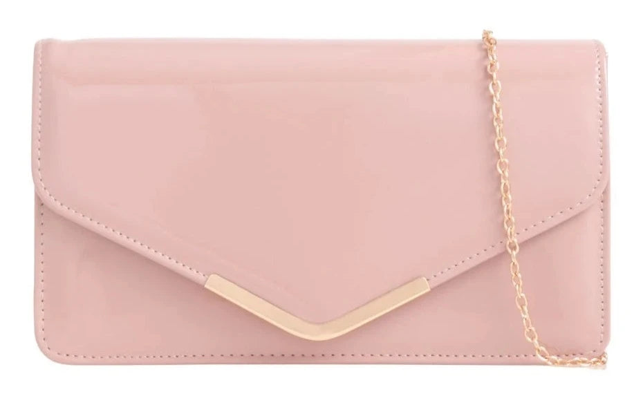 Women's Glossy Patent Leather Envelope Clutch Bag Evening Wedding Party Handbag