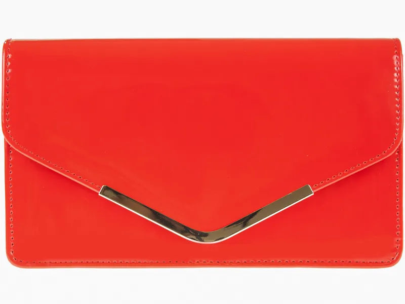Women's Glossy Patent Leather Envelope Clutch Bag Evening Wedding Party Handbag