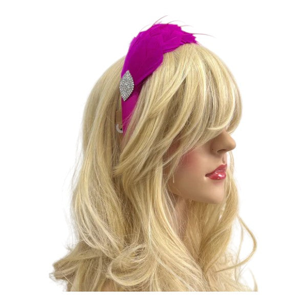 Women's Feather Alice band Fascinator Pearl Headband Wedding Party Royal Ascot Race Prom