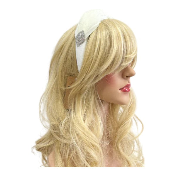 Women's Feather Alice band Fascinator Pearl Headband Wedding Party Royal Ascot Race Prom