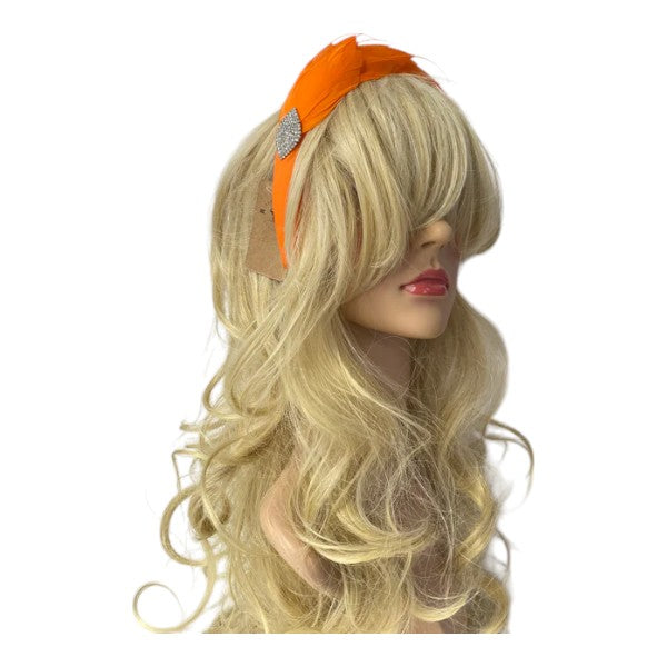 Women's Feather Alice band Fascinator Pearl Headband Wedding Party Royal Ascot Race Prom