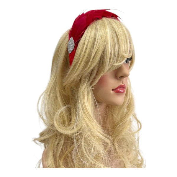 Women's Feather Alice band Fascinator Pearl Headband Wedding Party Royal Ascot Race Prom