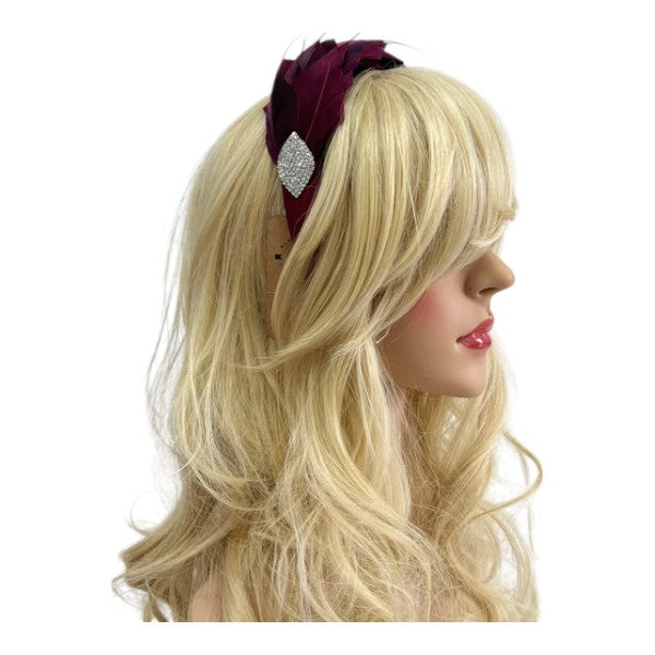 Women's Feather Alice band Fascinator Pearl Headband Wedding Party Royal Ascot Race Prom