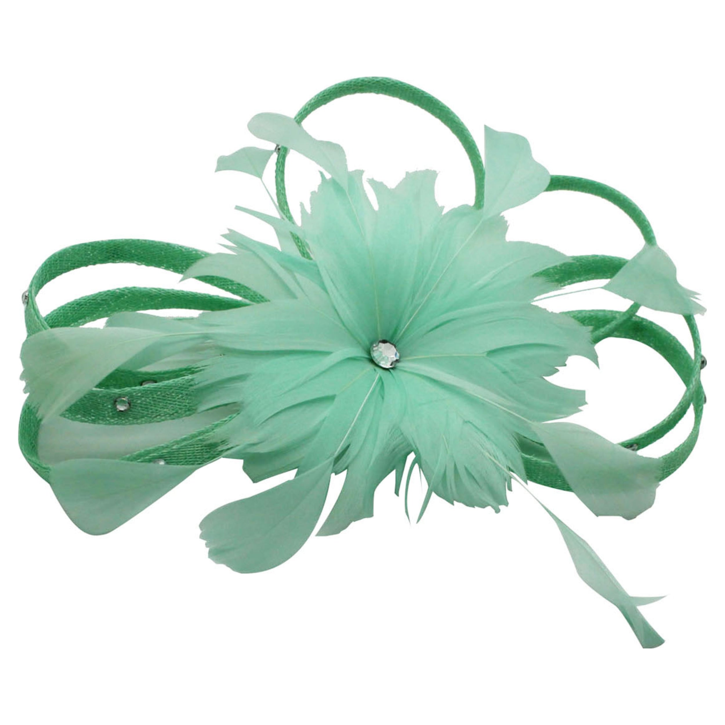 Diamante Swirls Sinamay Studded Curled Flower Fascinator Headband & Clip Ascot Parties