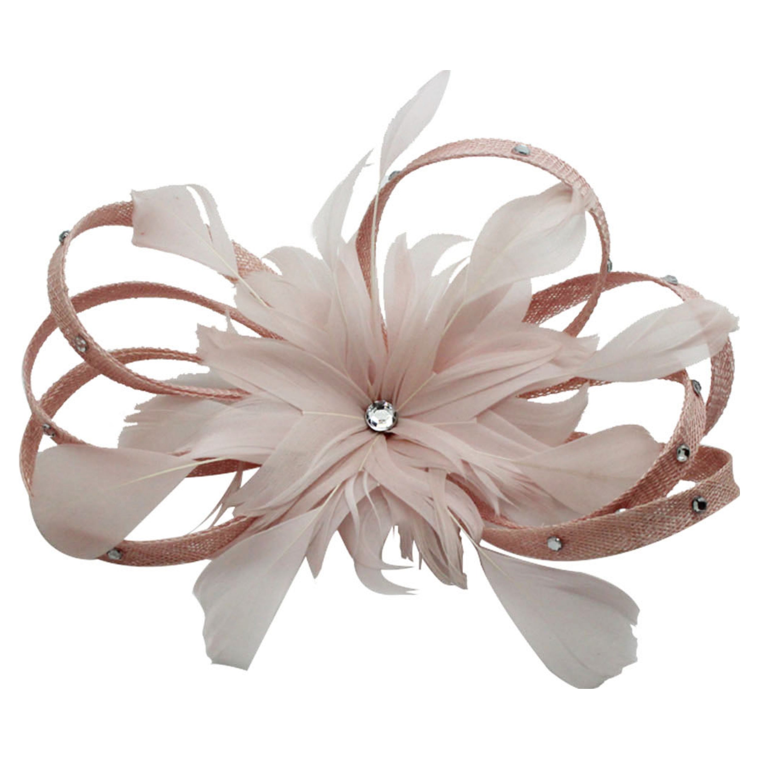 Diamante Swirls Sinamay Studded Curled Flower Fascinator Headband & Clip Ascot Parties