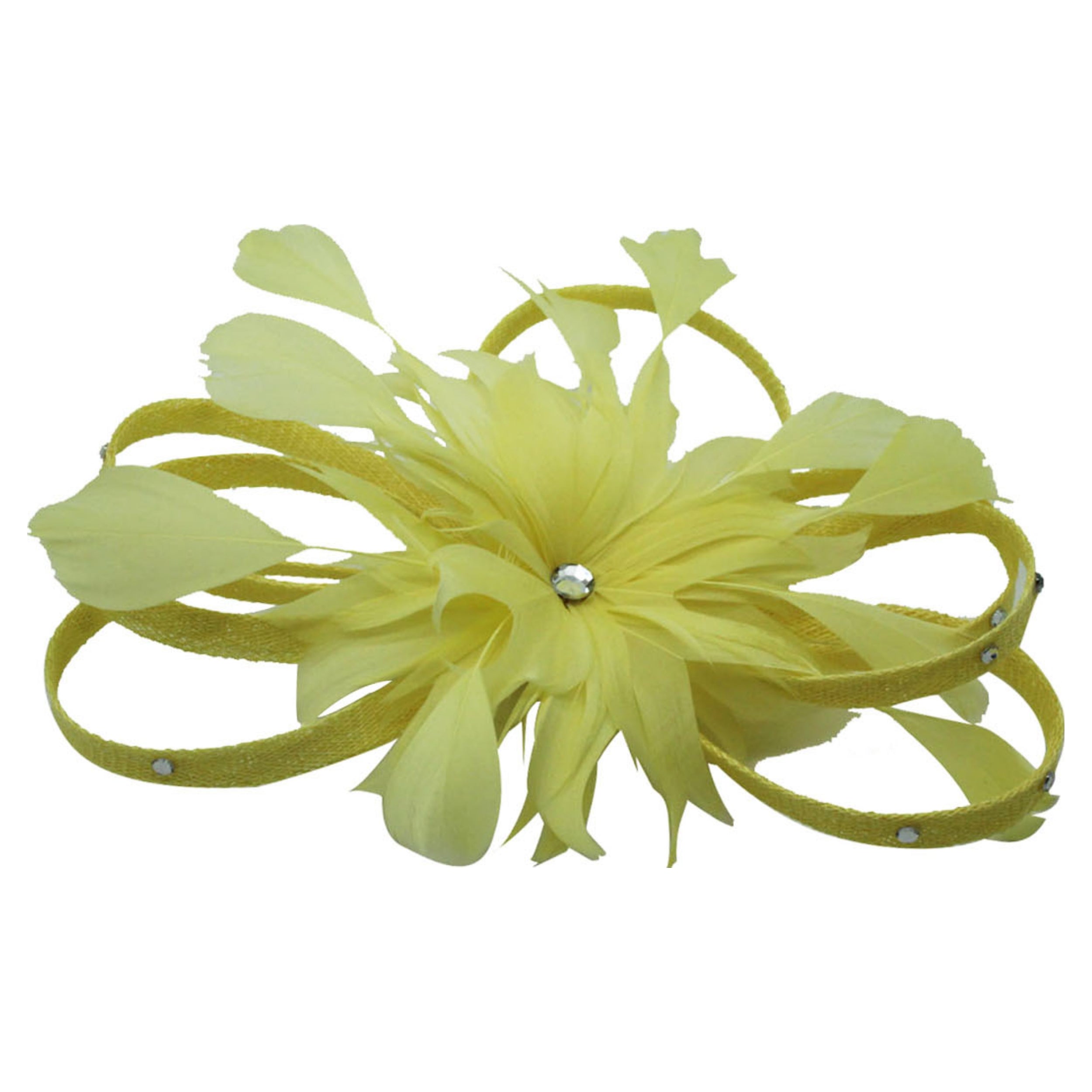 Diamante Swirls Sinamay Studded Curled Flower Fascinator Headband & Clip Ascot Parties