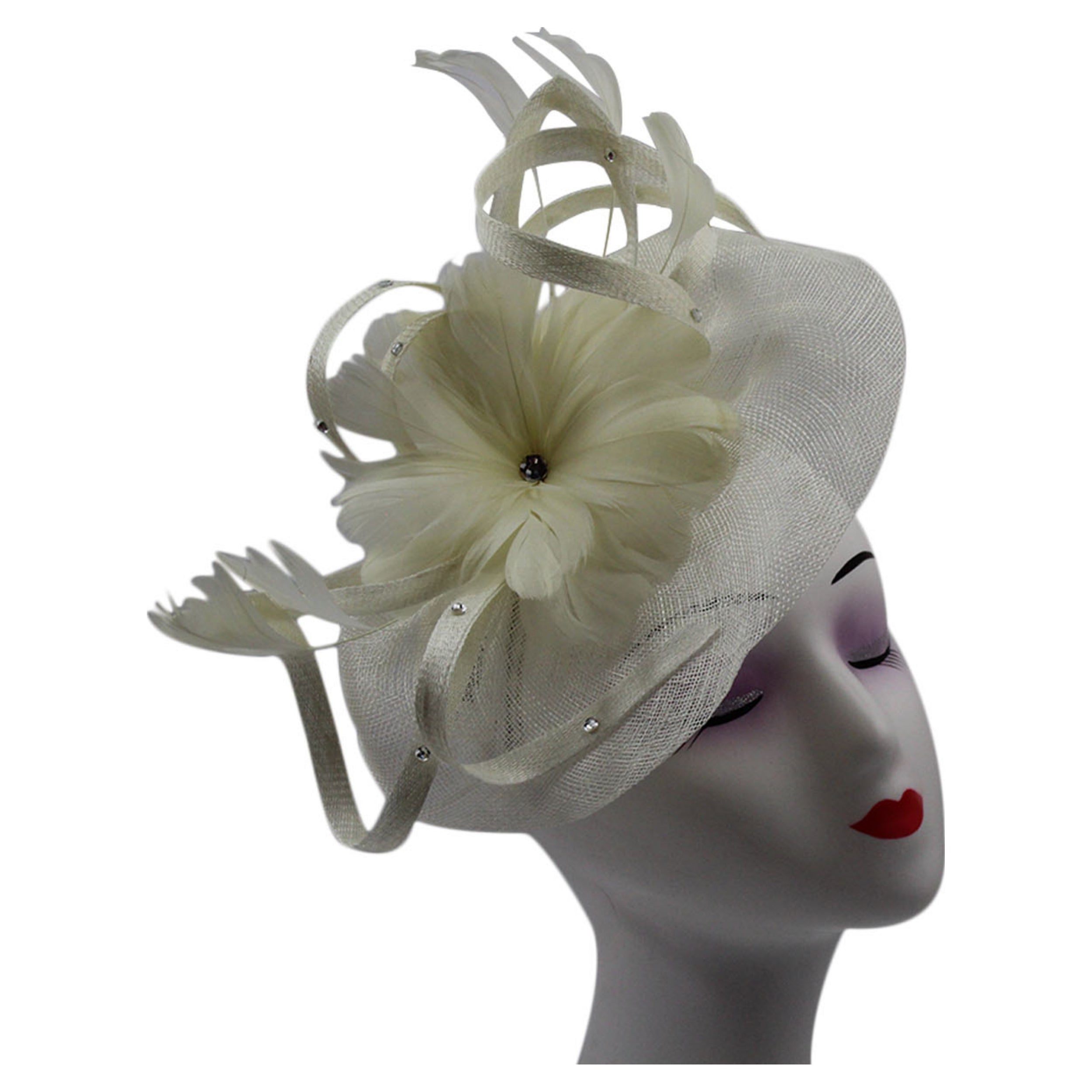 Large Fascinator with Sinamay Disc & Curled Feather